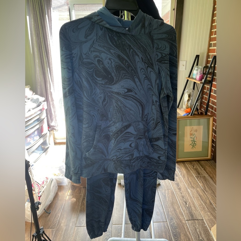 Athleta Girl Blue Pattern Hoodie and Joggers